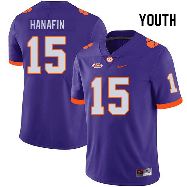 Youth Clemson Tigers Ronan Hanafin #15 College Purple NCAA Authentic Football Stitched Jersey 23CE30SK